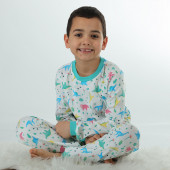 Трикотажна пижама  за момчета "Дино" в бяло 3