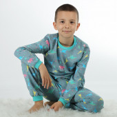 Трикотажна пижама за момчета "Дино" в сиво 2