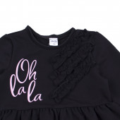 Трикотажна рокля с къдрици "Oh la la" в черно 4