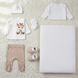 Комплект за изписване от 7 части в бяло с бежово