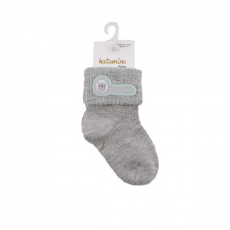 Детски къси чорапки за момичета в сив меланж