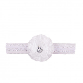Детска бяла лента за глава с камъче