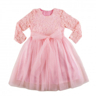 Детска празнична рокля с 3D цветя в розово (2 - 9 год.) 1