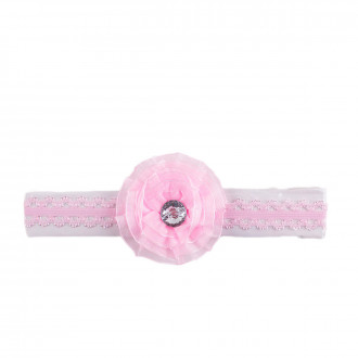 Детска лента за глава с камъче в розово