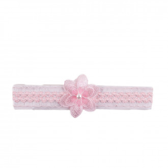 Детска лента за глава с перличка в розово
