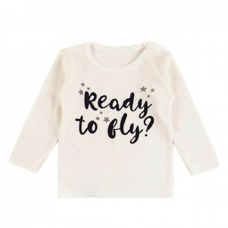 Бебешка блуза "Ready to fly" с черни надписи