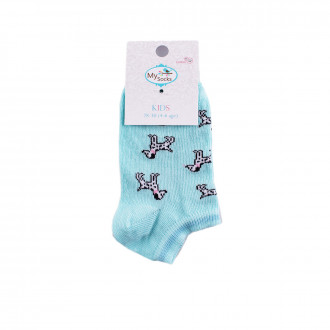 Детски къси чорапки тип терлик  с далматинци в синьо