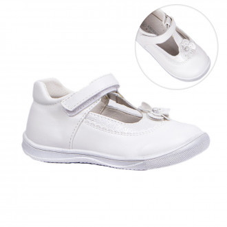 Анатомични обувки  за момичета в бяло с цветенце 1