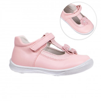 Анатомични обувки за момичета в розово с цветенце 1