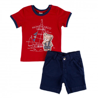 Детски летен комплект "Sailing"в червено и синьо 1