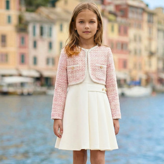 Официална детска рокля с болеро от туид