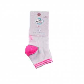 Бебешки къси чорапки тип терлик в бяло и розово