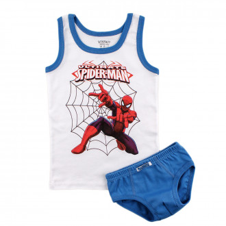 Комплект бельо за момчета в бяло и деним