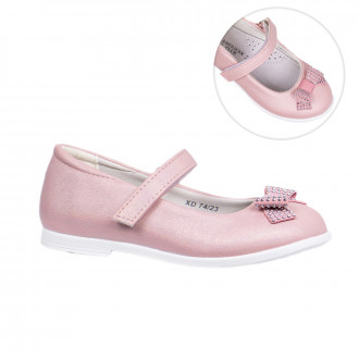 Детски анатомични обувки за момичета в розово с панделка 1