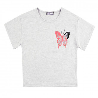 Детска тениска "Butterfly" в сив меланж 1