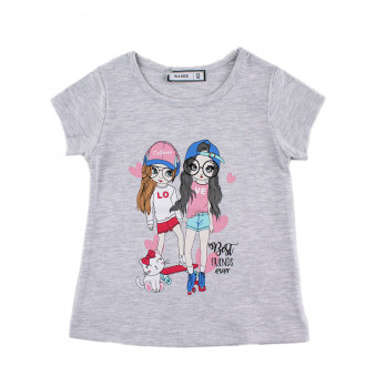 Детска тениска "Best friends" в сив меланж