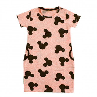 Лятна пижама за момичета в меланж на праскова