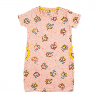Лятна пижама за момичета в меланж на праскова "Еднорог"