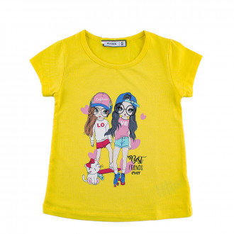 Детска тениска "Best friends" в жълт цвят