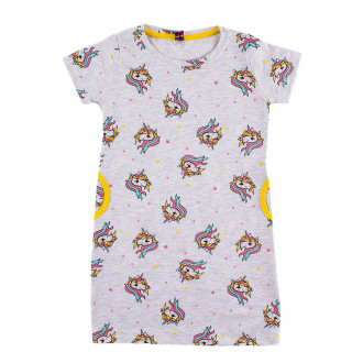 Лятна пижама за момичета в светлосив меланж " Еднорог" 