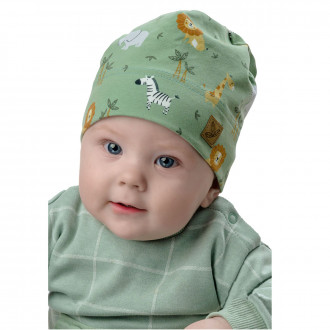 Трикотажна детска шапка за момчета в зелелено