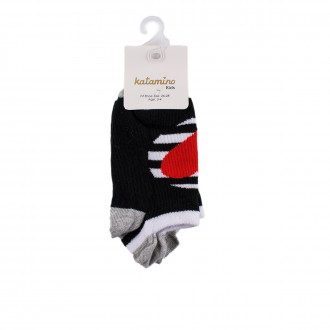 Детски къси чорапки тип терлик със сърце в черно