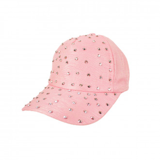 Лятна шапка с камъчета и седефен ефект в розово