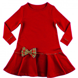 Коледна рокля от двуконечна вата "Коледна магия'' в червено (3 - 7 год.) 1