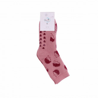 Термочорапки със силиконови стъпки на сърца в цвят праскова