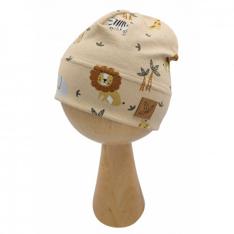 Трикотажна детска шапка за момчета в светлокафяво