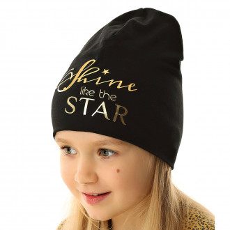 Двупластова трикотажна шапка "Shine like the star" в черно 1