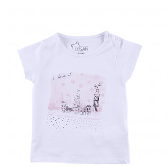 Бебешка тениска за момичета в бяло