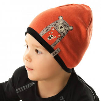 Трикотажна детска шапка за момчета в цвят керемида 1
