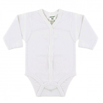 Бяло боди от памучен сингъл с предно закопчаване (0 - 9 мес.)