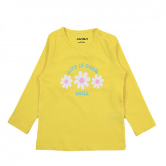 Бебешка памучна блуза за момичета в жълто 1