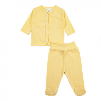Бебешки памучен комплект в жълто 1