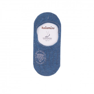 Къси чорапи тип терлик за момчета в син меланж