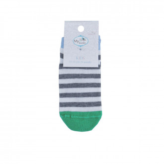 Детски къси чорапки за момчета в сиво и бяло