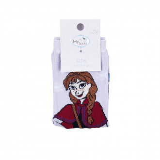 Детски къси чорапки в лилаво с картинка