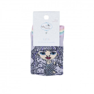 Детски къси чорапки с момиче в лилаво