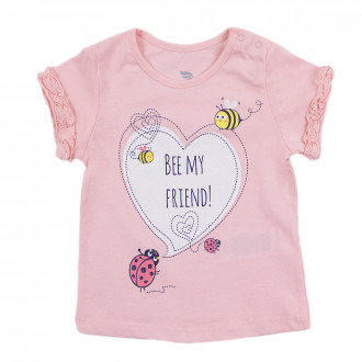 Детска памучна тениска в розово 1