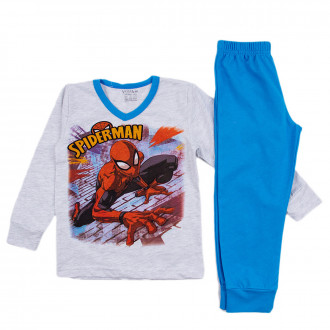Памучна пижама за момчета с анимационен герой в сиво и синьо 1