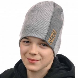 Зимна шапка за момчета в цвят сив меланж