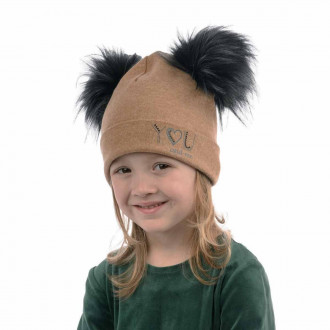 Зимна шапка за момичета в кафяво
