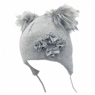 Зимна трипластова сива шапка за момичета 