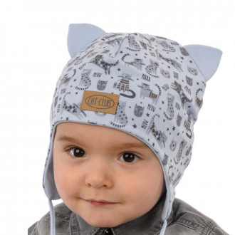 Бебешка трикотажна шапка за момчета "Cat club" 1