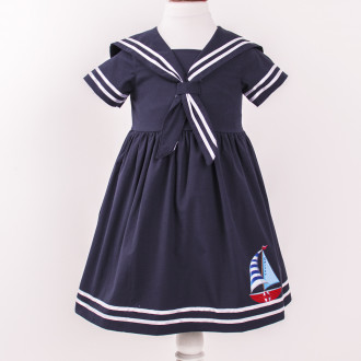 Детска лятна рокля  ,,Морски полъх" в тъмносиньо 1