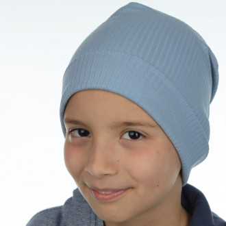 Детска памучна шапка в синьо 1