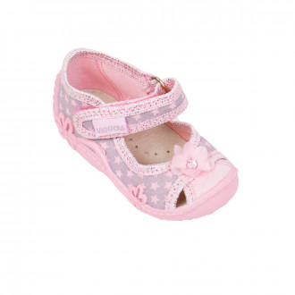 Анатомични дишащи текстилни обувки за момичета в розово и сиво  1