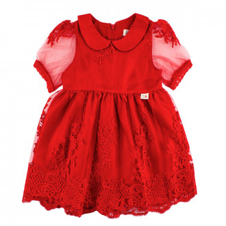Празнична рокля от тюл и бродерия в червено "Аня" 1